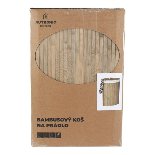 Koš prádelní - bambusový, rohový s víkem, tmavě šedý