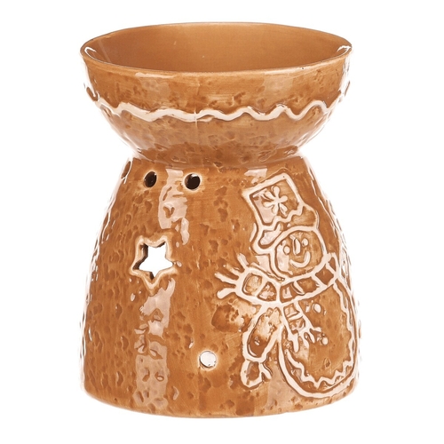 Aromalampa perníková - keramika, se sněhulákem, hnědá