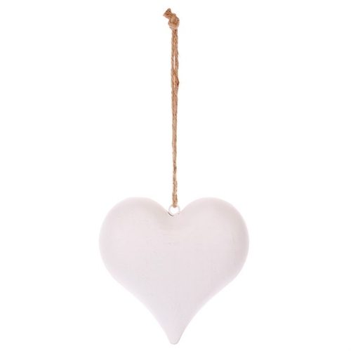 Srdíčko, kovová dekorace na zavěšení, antik bílá barva.