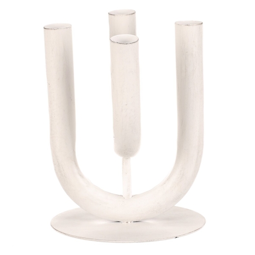 Svícen kovový - čtyřramenný, na kónické svíčky, bílý