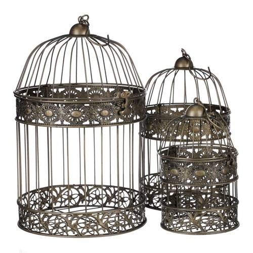 Klec kovová - závěsná, barva měděná, cena za sadu 3 ks