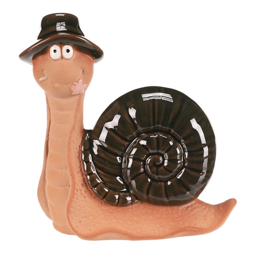 Šnek - keramická figurka, vel. L, zelená ulita