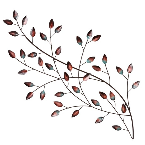 Větev s listy - kovová nástěnná dekorace