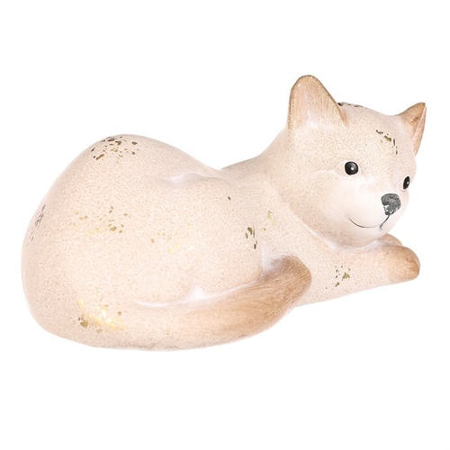 Kočka - keramická figurka, ležící, vel. L, barva krémová