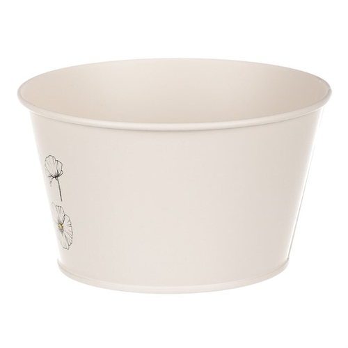 Obal kovový - nízký, motiv kvetoucího máku, krémový