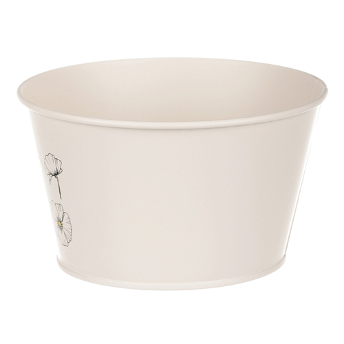 Obal kovový - nízký, motiv kvetoucího máku, krémový