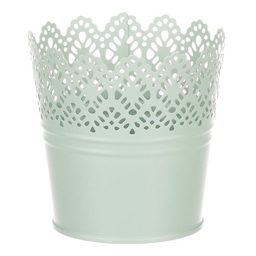 Obal kovový - kulatý, krajkový okraj, barva zelená