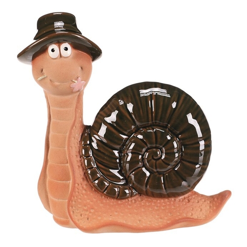 Šnek - keramická figurka, vel. XS, zelená ulita