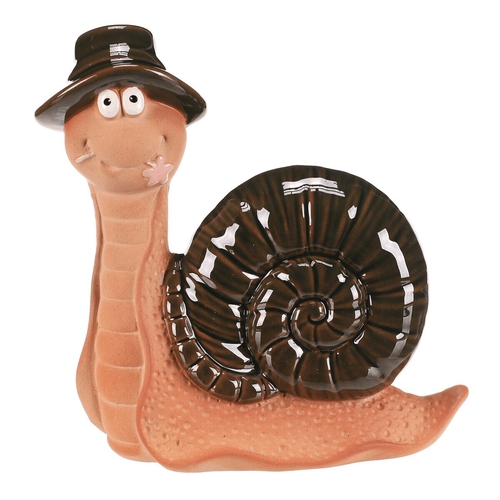 Šnek - keramická figurka, vel. XS, zelená ulita
