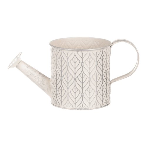 Obal kovový - tvar konve, stříbrný vzor, barva krémová