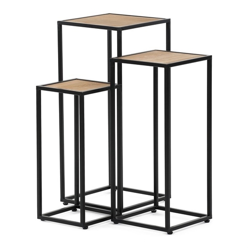 Stojan kovový, s MDF (dýha jasan), cena za sadu 3 ks