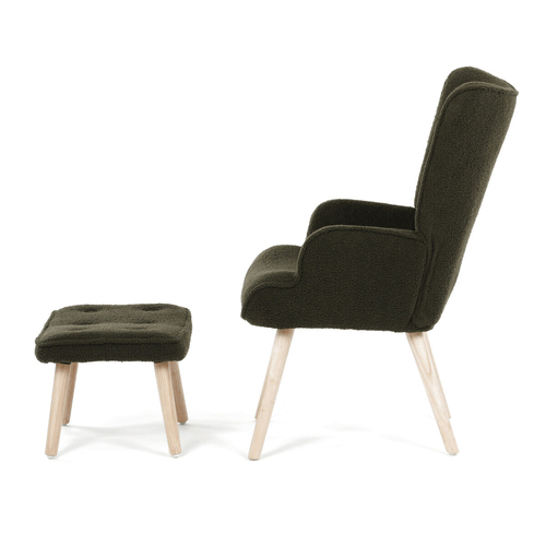 Relaxační křeslo, zelená, látka bouclé, AK-319 GRN2
