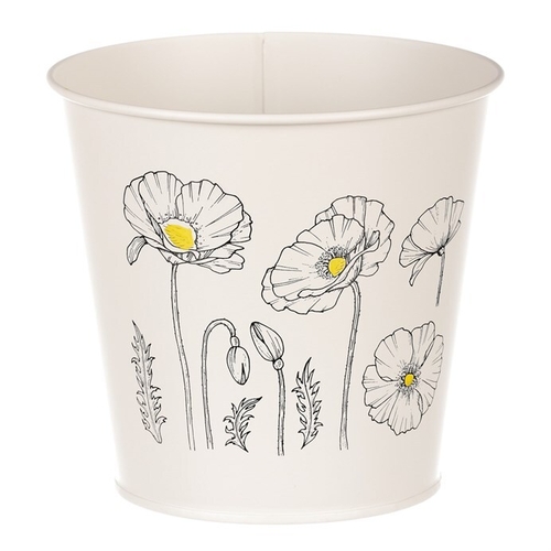 Obal kovový - motiv kvetoucího máku, krémový