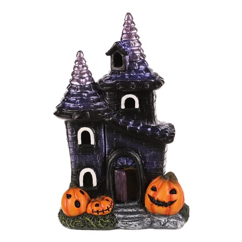 Dům z magnesia - Halloween, LED osvětl., černý s dýněmi