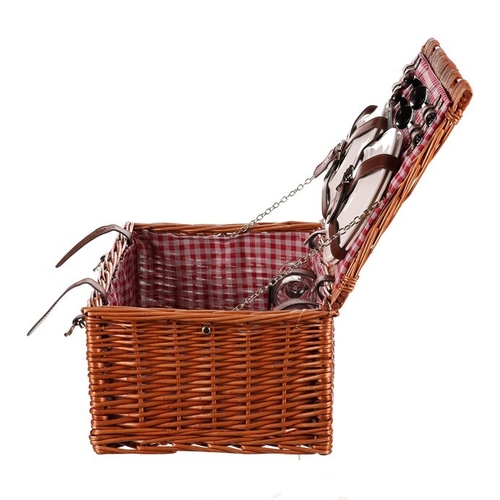 Koš piknikový - s vybavením pro 4 osoby, proutěný, barva hnědá