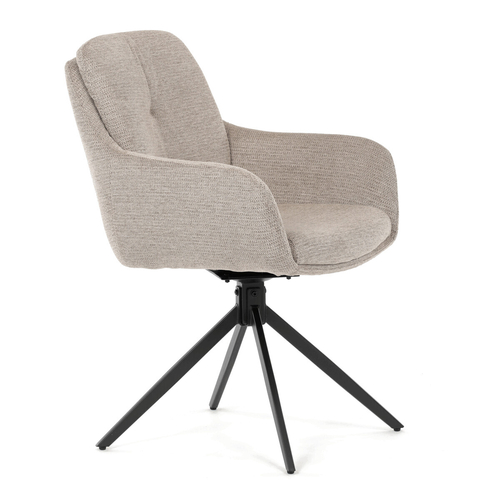 Jídelní židle otočná 180°, béžová, látka, DCH-P3174 LAN2