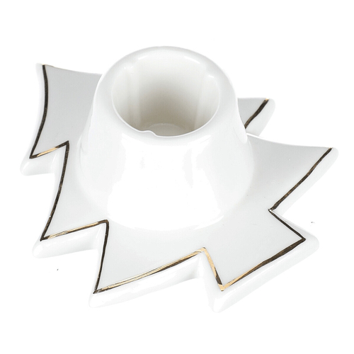 Svícen na kónickou svíčku - porcelán, tvar stromku, bílý