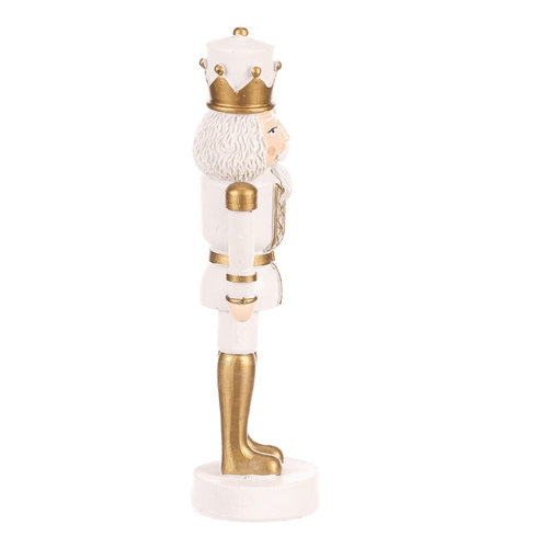 Voják - figurka na postavení, polyresin, barva bílo-zlatá