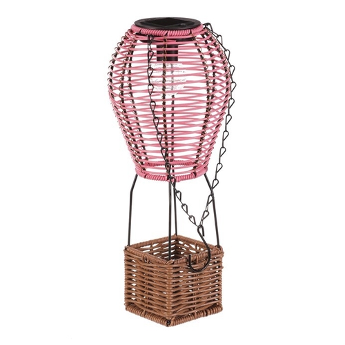 Lucerna - umělý ratan a kov, balón, LED osvětl, vel. S, růžovo-hnědá