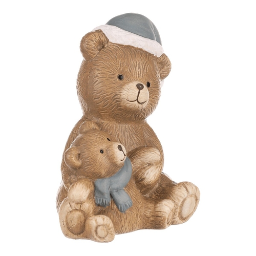 Medvěd s medvídětem - sedící, keramická figurka