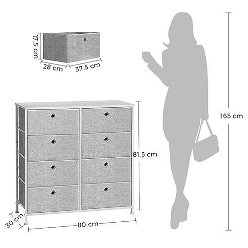 Komoda 80x30x82cm, kov, šedá, AUK-E1024 GREY