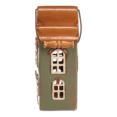 Domeček keramický - na čajovou svíčku, zelený