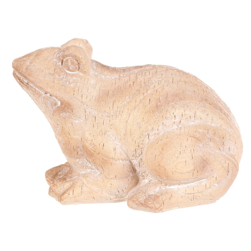 Žába - figurka z polyresinu, menší, imitace dřeva
