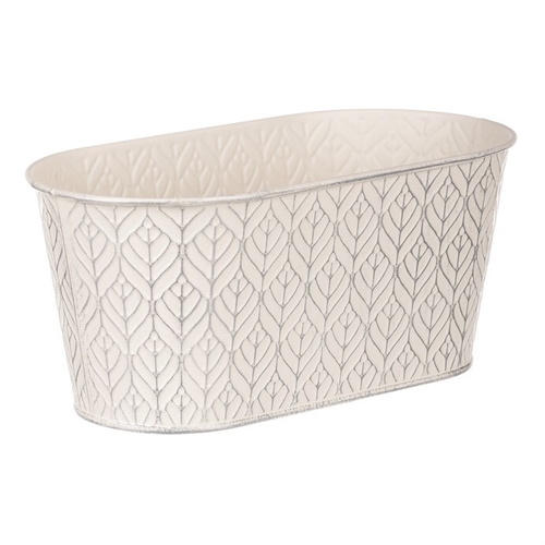 Obal kovový - truhlík, stříbrný vzor, barva krémová