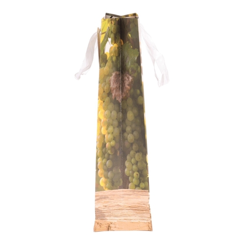 Taška papírová na víno - sklenka bílého, zelená