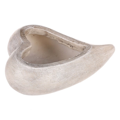 Obal květinový pietní  - tvar srdce, polyresin, šedý