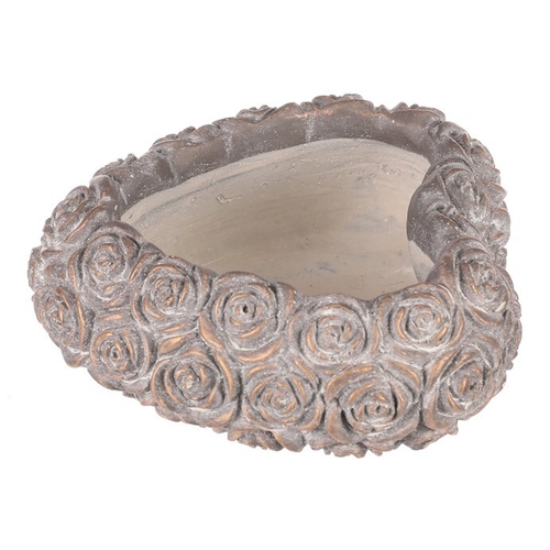 Obal na květiny - srdce s růžemi, beton, antracitově šedý