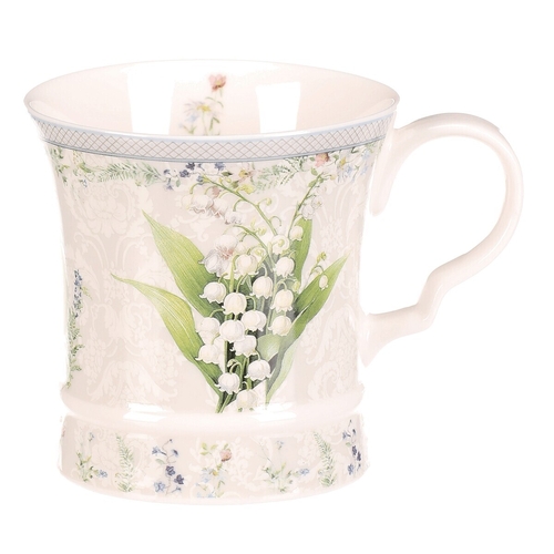 Hrnek malovaný - porcelán, dárková dóza, motiv s konvalinkami