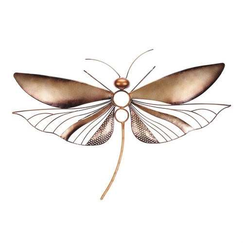 Muška - kovová nástěnná dekorace, barva zlatá