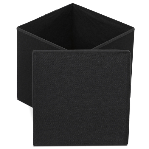 Taburet s úložným prostorem, černá, látka, TAB-461 BK2