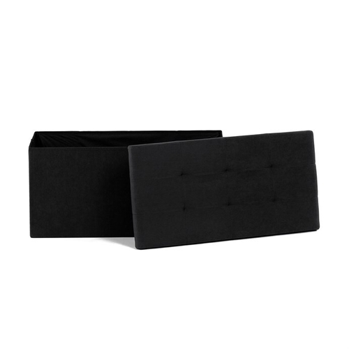 Taburet s úložným prostorem, černá, manšestrová látka, TAB-472 BK6