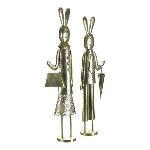 Zajíc - kovová dekorace, zlatá, mix 2, cena za 1 ks