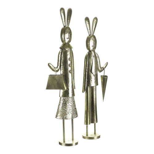 Zajíc - kovová dekorace, zlatá, mix 2, cena za 1 ks