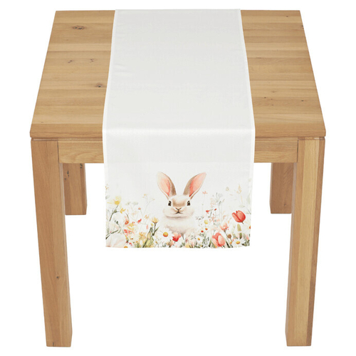 Běhoun - zajíc v rozkvetlé louce, 100 % polyester, 40 x 150 cm