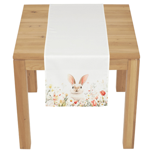 Běhoun - zajíc v rozkvetlé louce, 100 % polyester, 40 x 150 cm