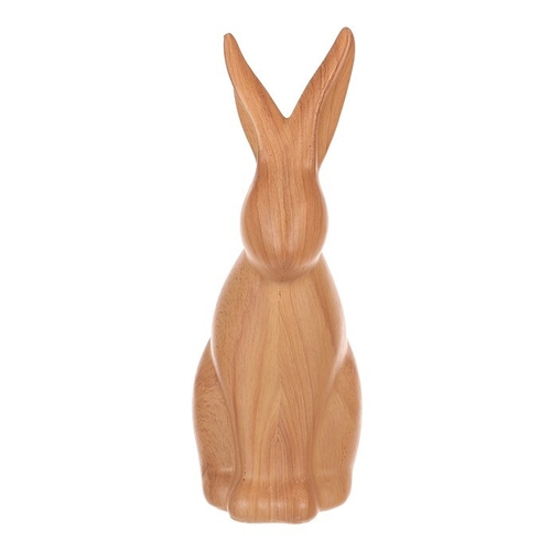 Zajíc - polyresinová figurka, střední, imitace dřeva