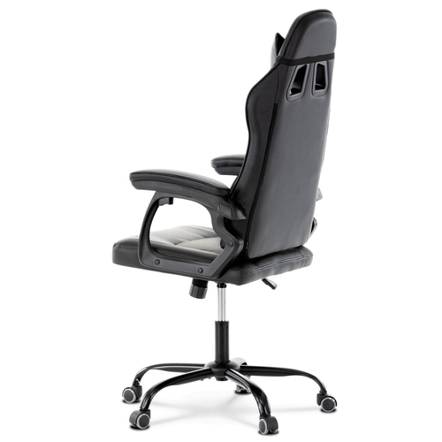 Herní křeslo, houpací mechanismus, šedá ekokůže, KA-L626 GREY