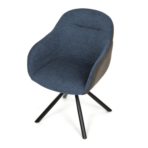 Jídelní židle otočná 180°, modrá, látka, DCH-Y1143 BLUE2