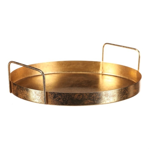 Tác kovový s uchy - kulatý tvar, barva zlatá