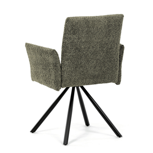 Jídelní židle otočná 180°, zelená, látka bouclé, DCH-W1117 GRN2