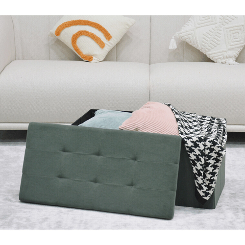 Taburet s úložným prostorem, zelená, manšestrová látka, TAB-472 GRN6