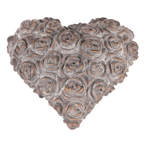 Srdce s růžemi - betonové, antracitově šedé