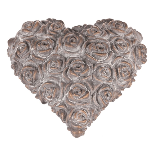 Srdce s růžemi - betonové, antracitově šedé