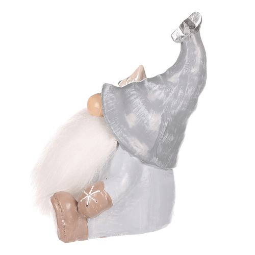 Skřítek sedící - figurka z polyresinu, šedá čepice