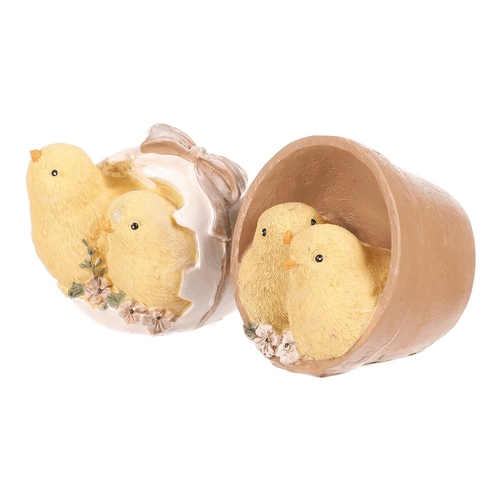 Kuřátka v květináči/ve vajíčku - polyresin, cena za 1 ks