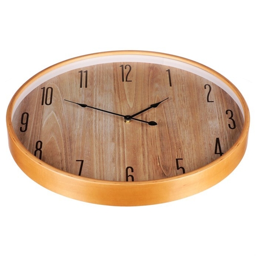 Hodiny nástěnné - pr. 53 cm, MDF a dřevený rám, imitace dýhy